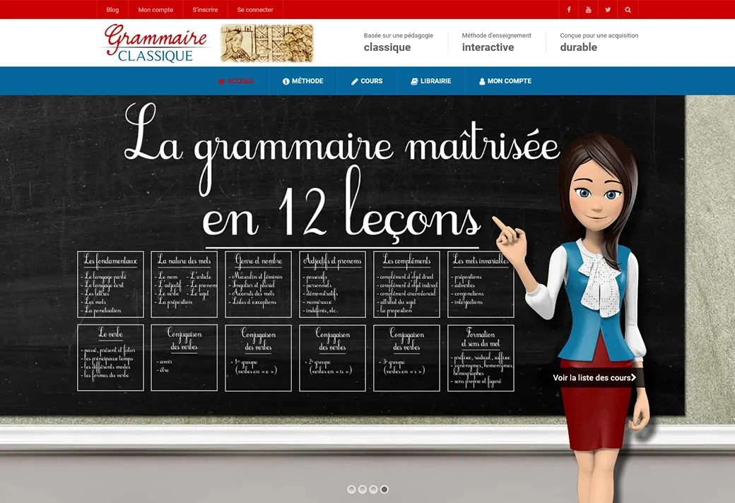 Aperçu du site Grammaire Classique : la grammaire maîtrisée en 12 leçons